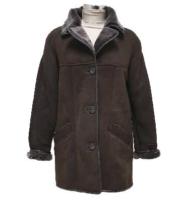 Ladies Classic Sheepskin Coat In Brown - SL117716